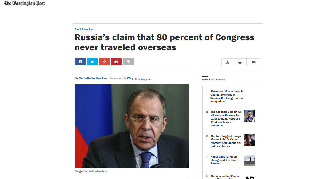 The Washington Post викрила брехню Лаврова про конгресменів
