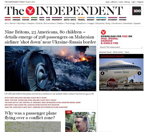 Світові ЗМІ про Україну: Катастрофа малайзійського літака – це сигнал до завершення українського конфлікту (огляд)