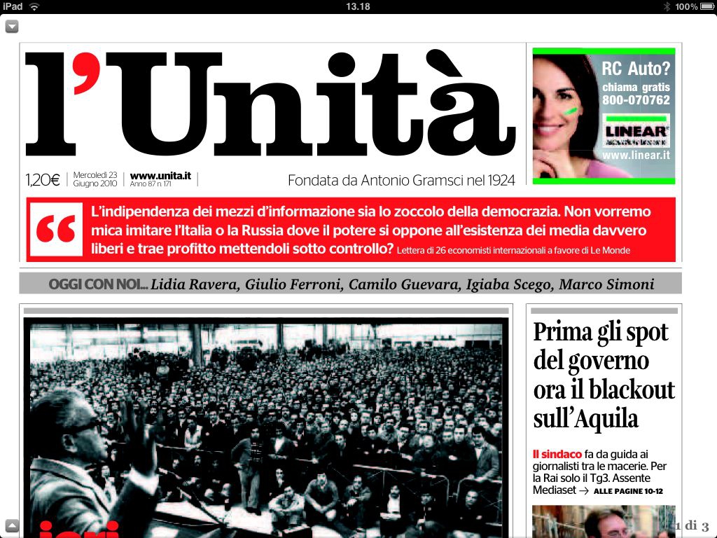 Одна з найстаріших газет Італії L’unita закривається